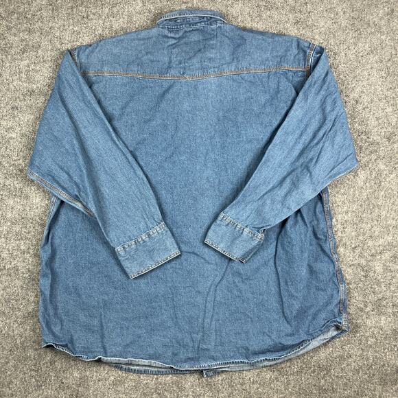 Lakin McKey Shirt Mens Size XLT Blue Denim Western Pearl Snap Work Cowboy - Picture 6 of 8